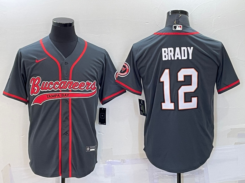 Men's Tampa Bay Buccaneers #12 Tom Brady Grey Cool Base Stitched Baseball Jersey Men's Tampa Bay Buccaneers #12 Tom Brady Grey Cool Base Stitched Baseball Jersey